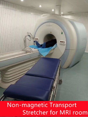 1900 mm x 600 mm x 150 mm Non Magnetic Stretcher with Full Surround Rubber Bumper Made of Non-magnetic Aluminum Alloy for MRI Rooms
